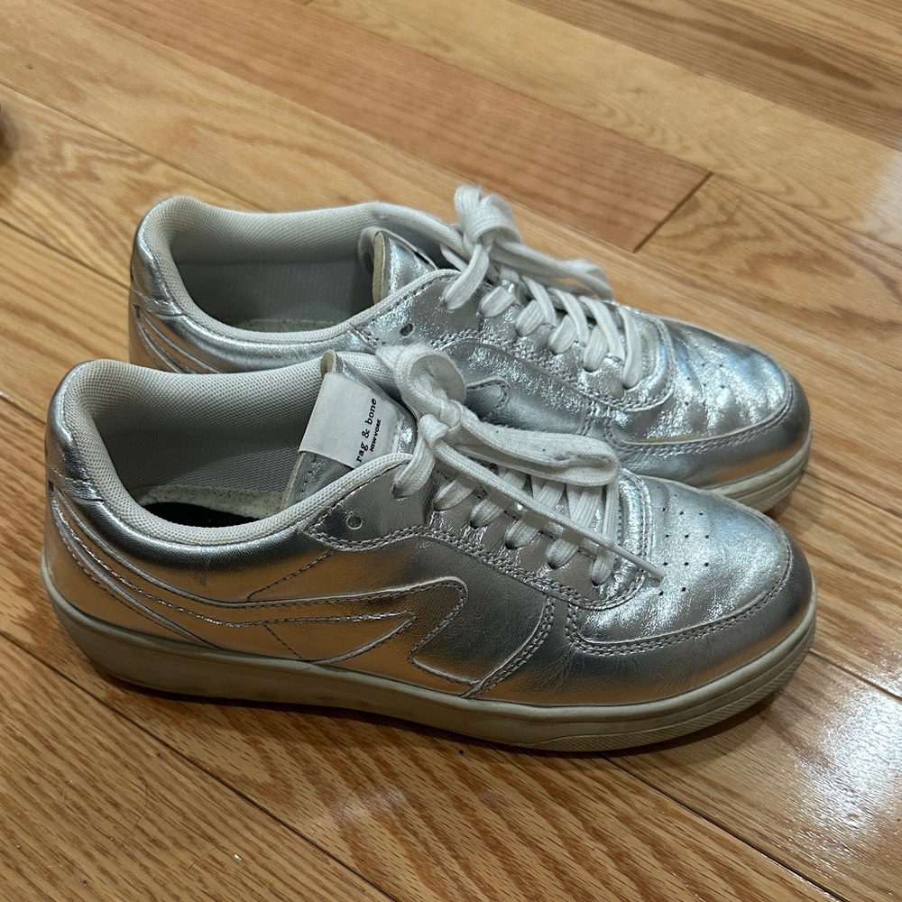 rag & bone Metallic Silver Sneakers